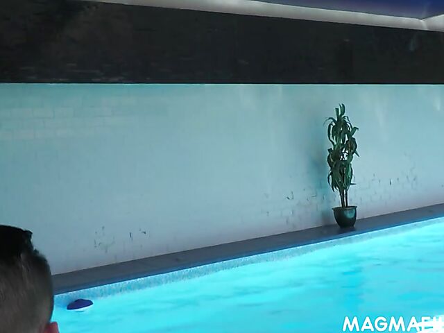 German threesome in the pool with two dirty milfs