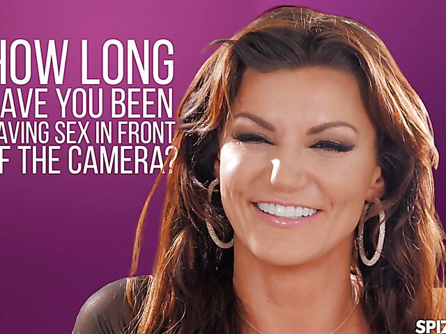 MILF pornstar with big oiled tits Becky Bandini fucks on the couch