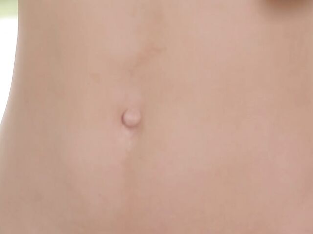 Young latina solo with Catalina Ossa eating fruit and striping