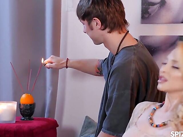 Spiritual sex practice with big titted blond milf Alix Lynx