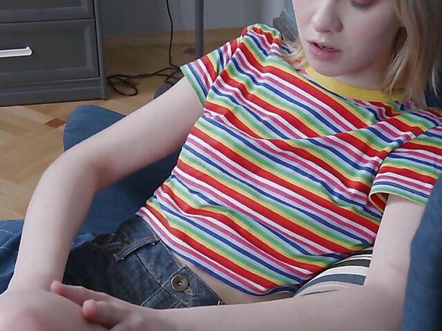 Viktoria Clockwork - Blonde teen solo with her rainbow dildo