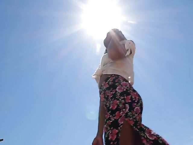 Outdoor solo in a sultry summer afternoon with orange juice all over Angel Constance's sexy body