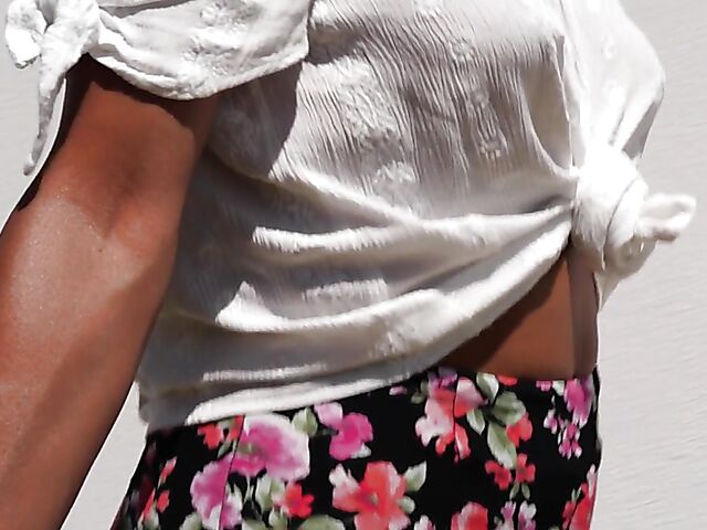 Outdoor solo in a sultry summer afternoon with orange juice all over Angel Constance's sexy body