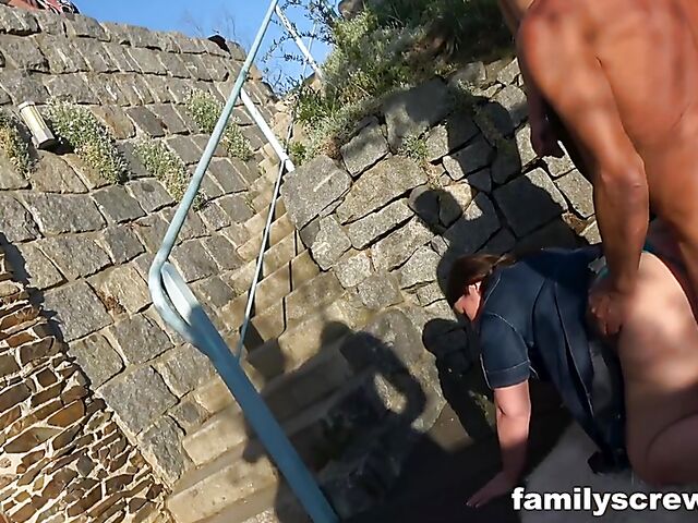 Outdoor old and young gangbang orgy in the mountains