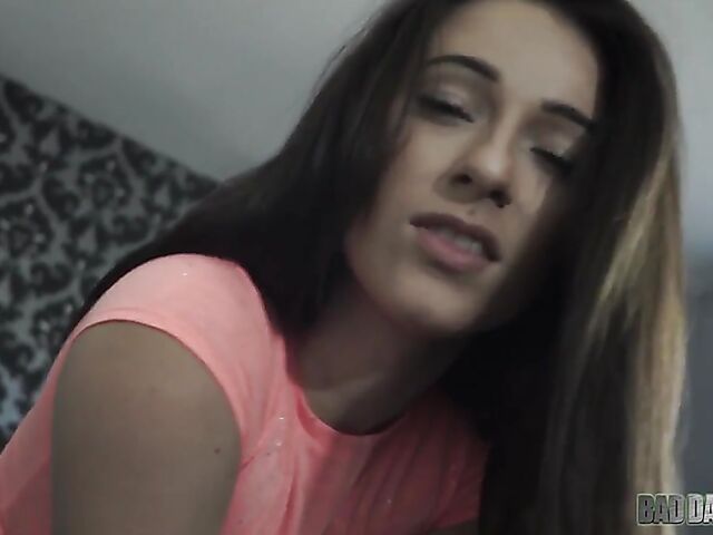 Stepdaughter Lacey Channing comes to daddy for a good POV fucking in his bed