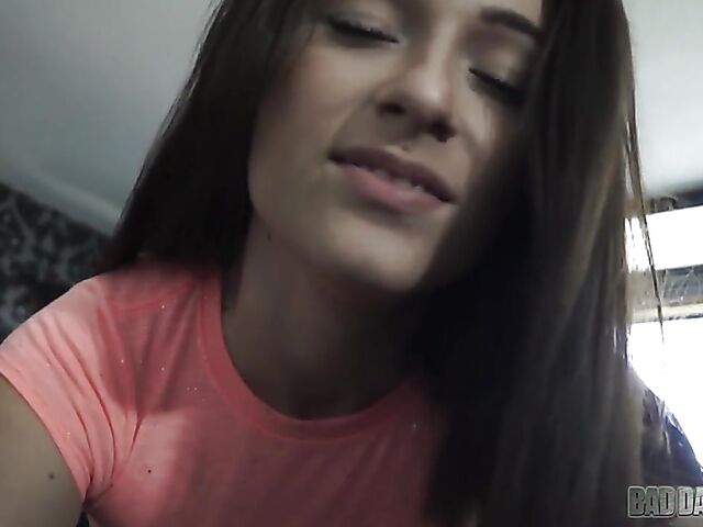 Stepdaughter Lacey Channing comes to daddy for a good POV fucking in his bed