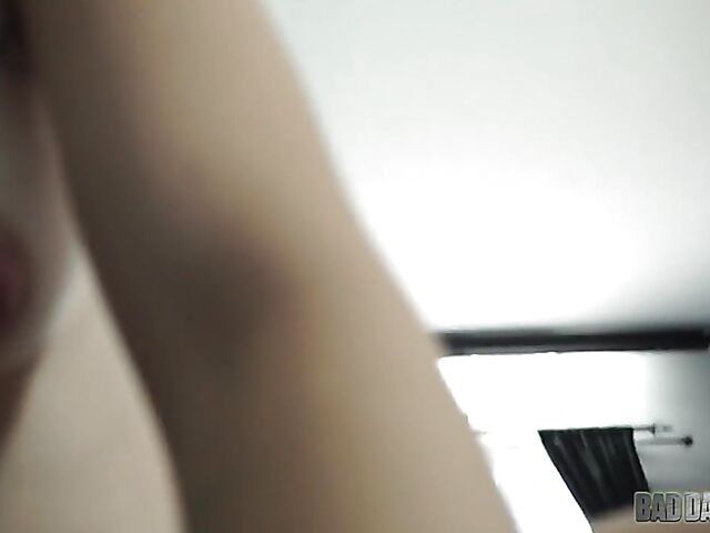 Stepdaughter Lacey Channing comes to daddy for a good POV fucking in his bed