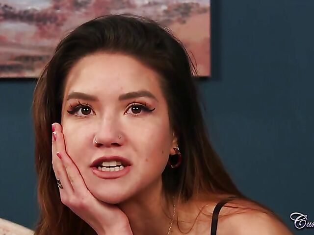 Skinny Maya Luna gets down on her knees for cum on her face