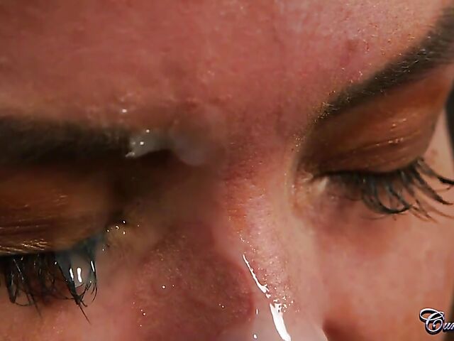 Skinny Maya Luna gets down on her knees for cum on her face