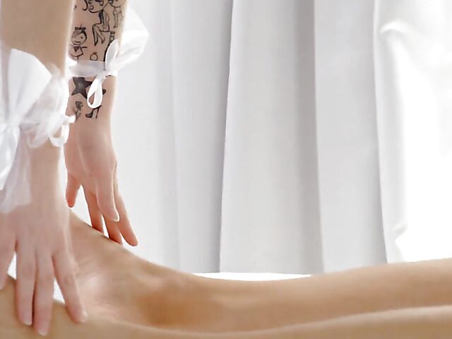  Real sensual sex in white lingerie with elegant Emylia Argan