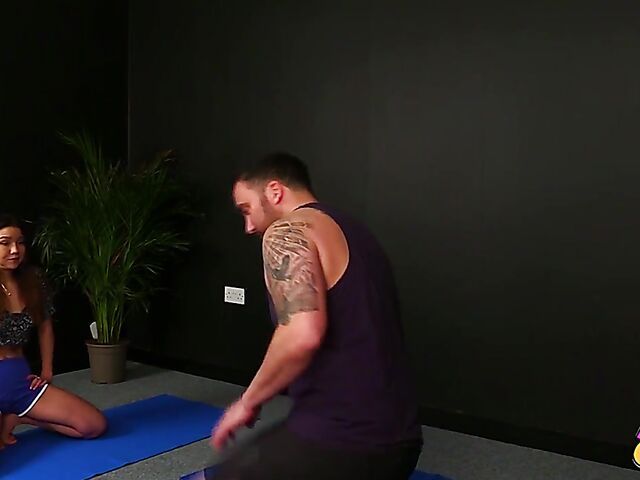 CFNM handjob with petite yoga girl Maya Luna