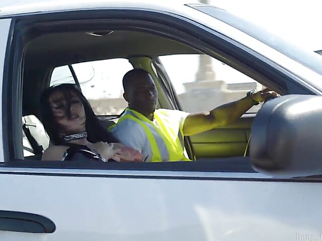 Katrina Jade - Anal BBC slut squirts in the car and gets an interracial creampie in her pussy