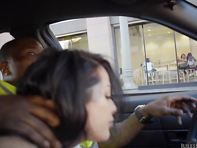 Katrina Jade - Anal BBC slut squirts in the car and gets an interracial creampie in her pussy