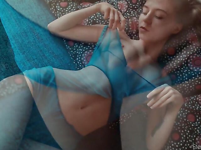 Skinny teen Shayla shows off her shaved snatch in the morning