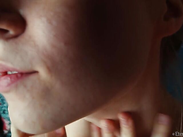 Skinny teen Shayla shows off her shaved snatch in the morning