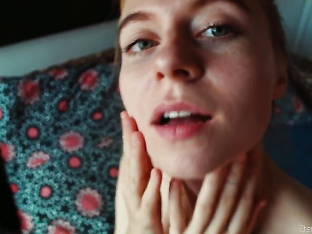 Skinny teen Shayla shows off her shaved snatch in the morning