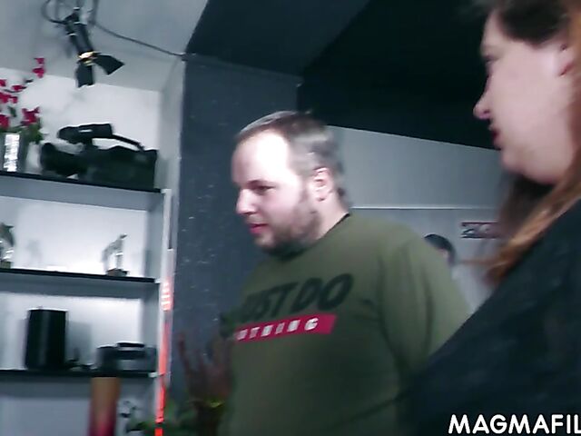 Chubby couple threesome with a mature sex therapist