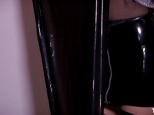 Latex fetish solo with kinky blonde Jenny Wild