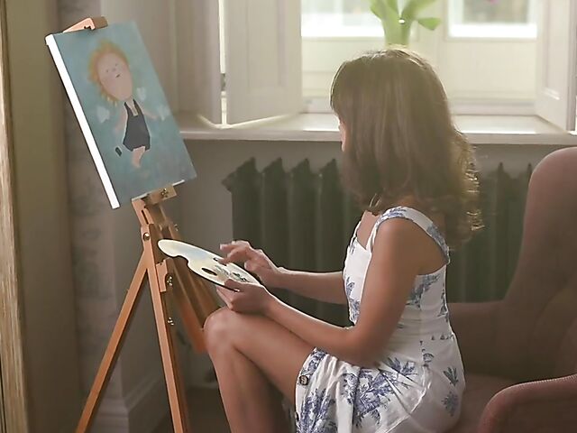 Tina Reese finger painting in the nude for Met Art