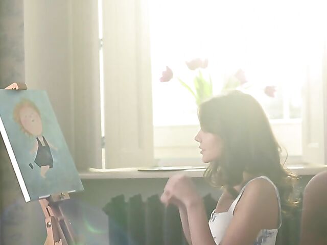 Tina Reese finger painting in the nude for Met Art