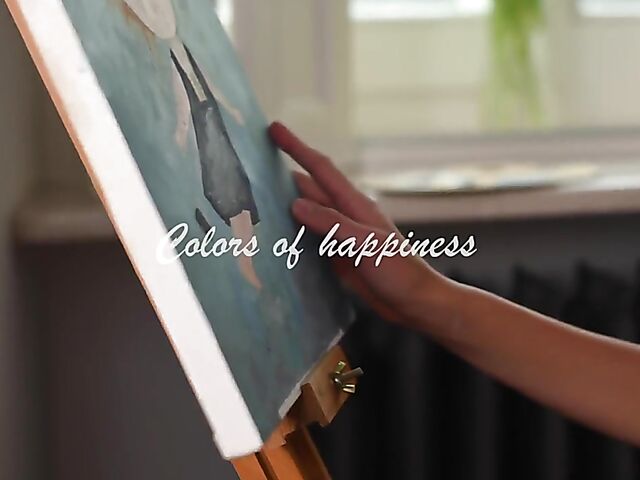 Tina Reese finger painting in the nude for Met Art