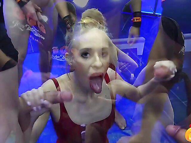 GGG piss gangbang with blonde Nikki Riddle