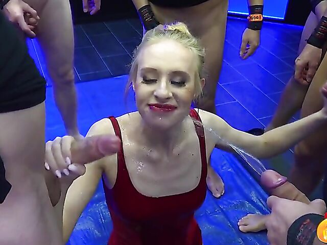 GGG piss gangbang with blonde Nikki Riddle