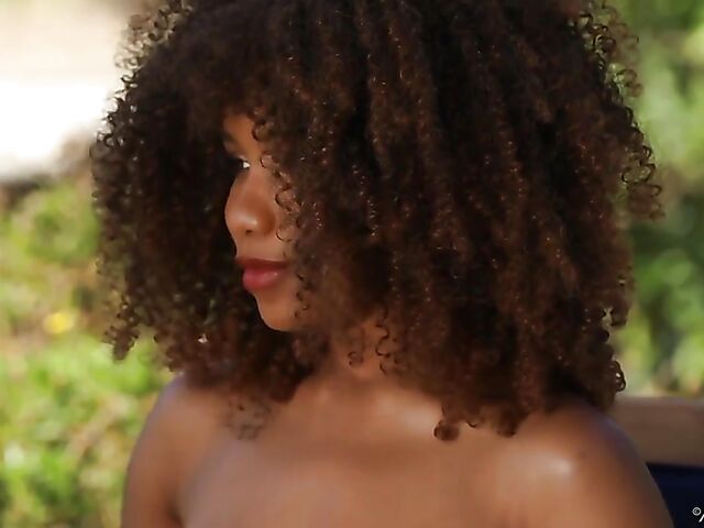 Jenna Foxx - Curly ebony fingering in the shadow