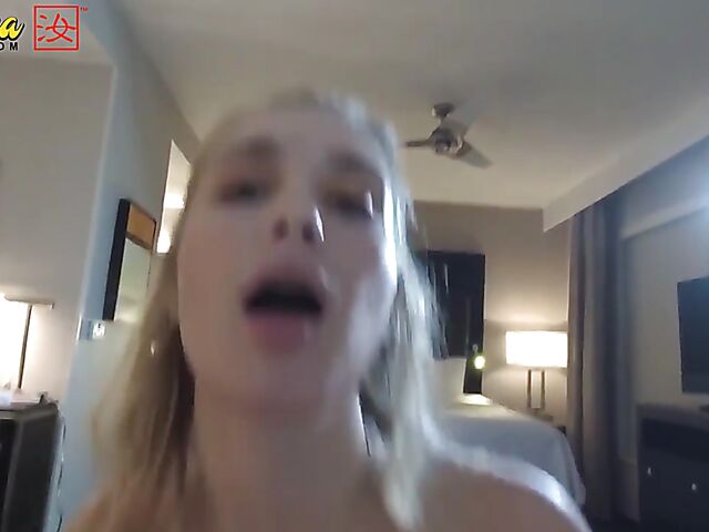 Young POV with blonde Anastasia Knight sucking and fucking an asian dick