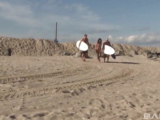 Big breasted Anissa Kate DP in her sexy bikini after beach pick up