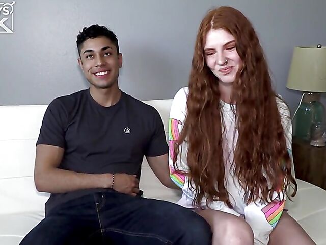 Hot guy Victor Frank and his long-haired redhead girlfriend Jane Rogers fuck on video