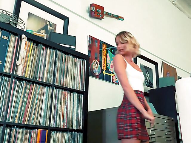 Plaid skirt fuck with skinny bookworm Emma Hix