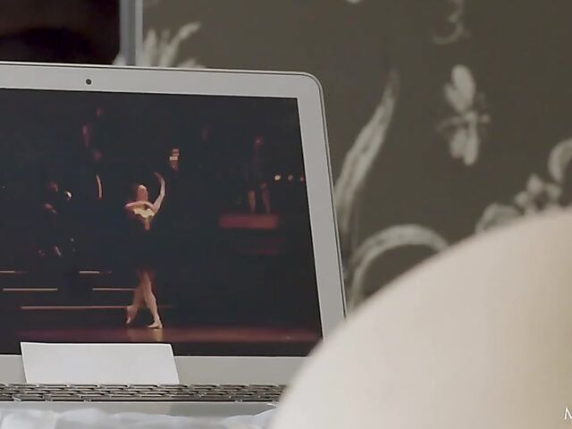 Cute blonde ballerina Casey fingering herself