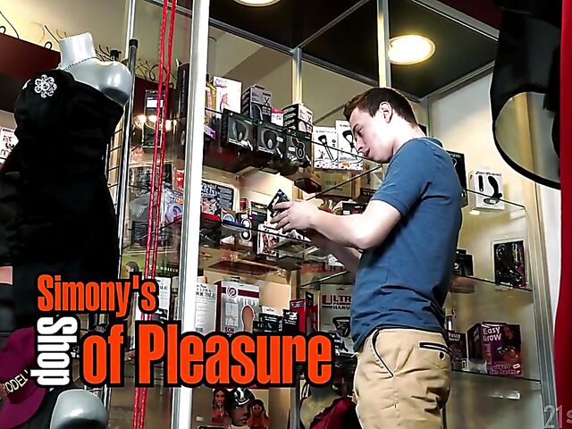 Simony Diamond - Brunette milf and boy fuck in the sex shop