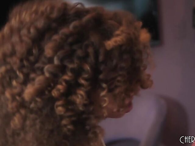 Curly ebony Cecilia Lion is a pleasure slut for a white guy
