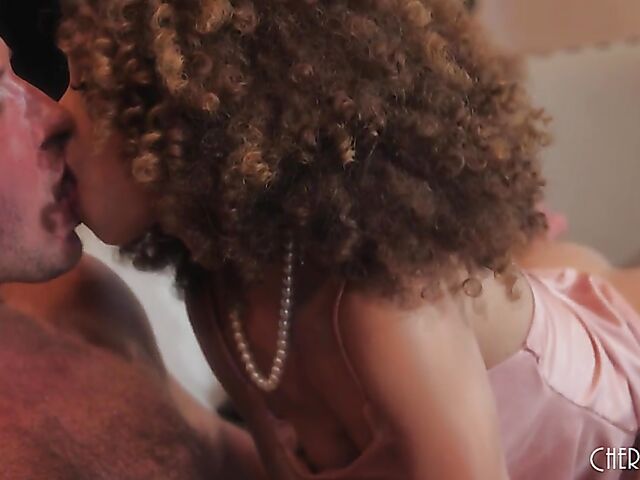 Curly ebony Cecilia Lion is a pleasure slut for a white guy