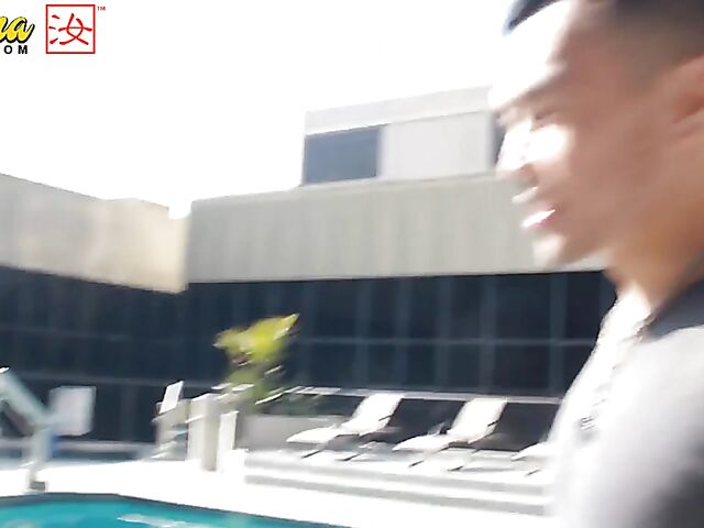 Pale skin chick Nora Ivy gives chinese cock a try in asian guy white girl interracial porn video