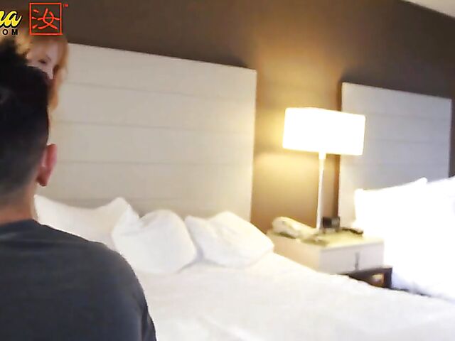 Pale skin chick Nora Ivy gives chinese cock a try in asian guy white girl interracial porn video