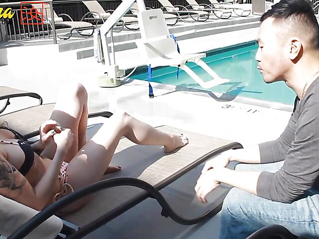 Pale skin chick Nora Ivy gives chinese cock a try in asian guy white girl interracial porn video