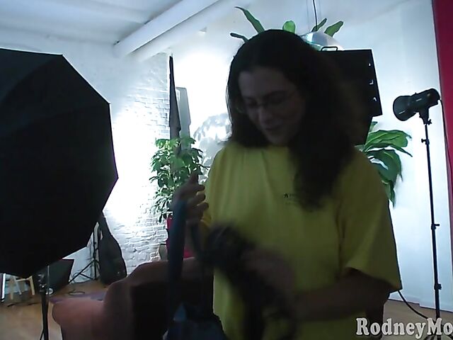 Leann - Amateur with glasses blowjob and hairy pussy close up before facial