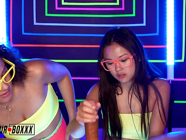 Two girls handjob POV with exotic chicks Ella Cruz and Lulu Chu