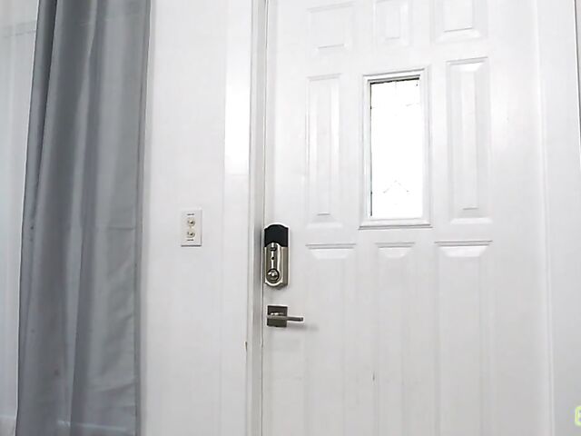 Nudist stepsister Aria Banks caught naked in the backyard