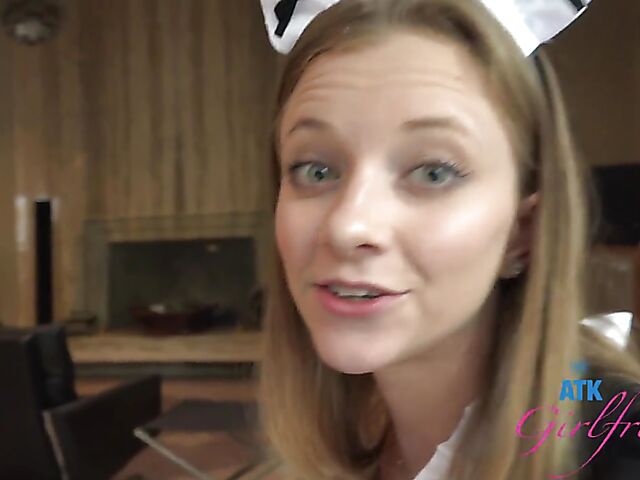 Naughty maid POV with cock loving Riley Star