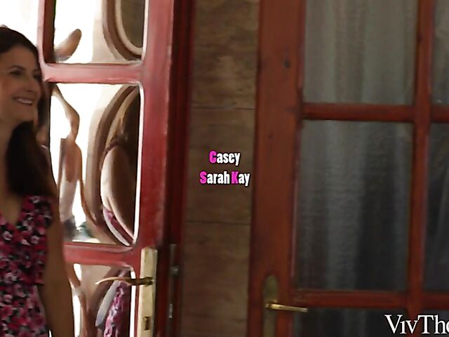 Lesbian pool fun in the summer with Casey A, Sarah Kay and Tiny Tina