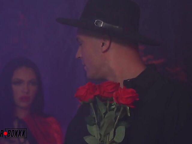 Latex sex in red boots in the dark with hot MJ Fresh