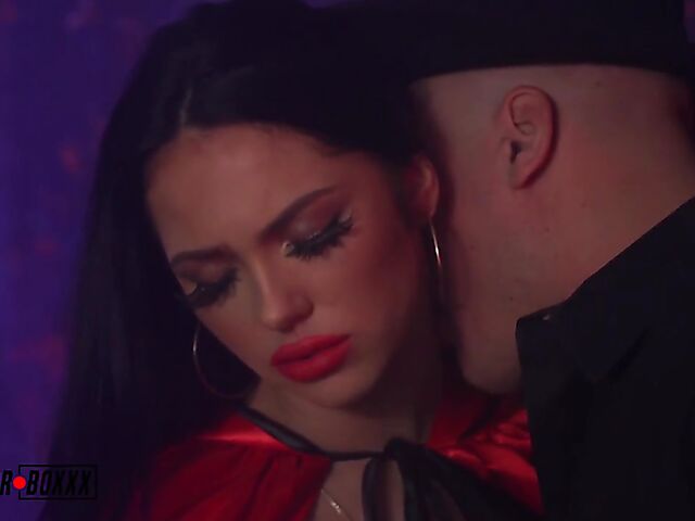 Latex sex in red boots in the dark with hot MJ Fresh