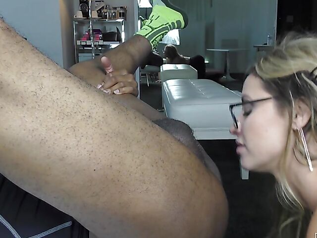 Busty mom with glasses Eva Notty interracial rimjob and face fuck