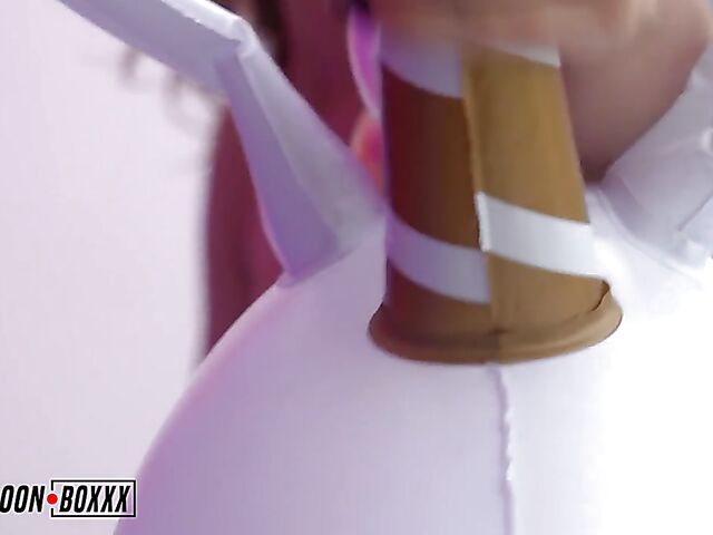 Balloon fetish masturbation on the unicorn with Kali Roses