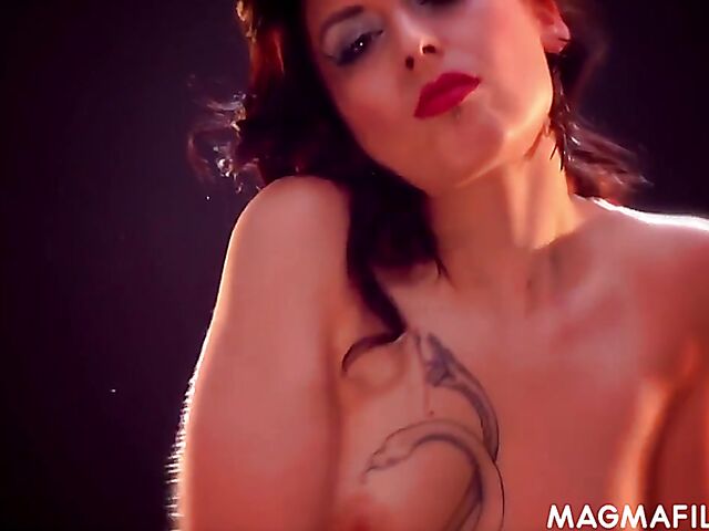 Magma Film pornstar Amel Annoga posing, masturbating and riding a cock