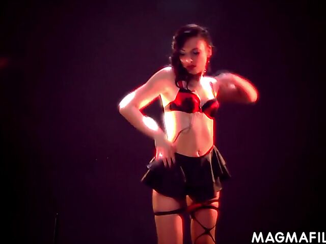 Magma Film pornstar Amel Annoga posing, masturbating and riding a cock